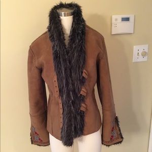 Embroidered suede jacket